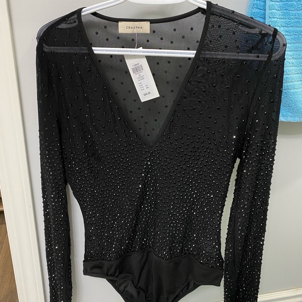 “Honey” brand mesh sequins bodysuit